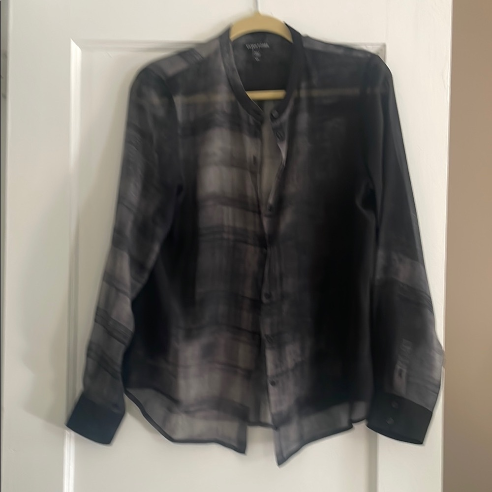 Eileen Fisher Black and Gray Gradient Blouse